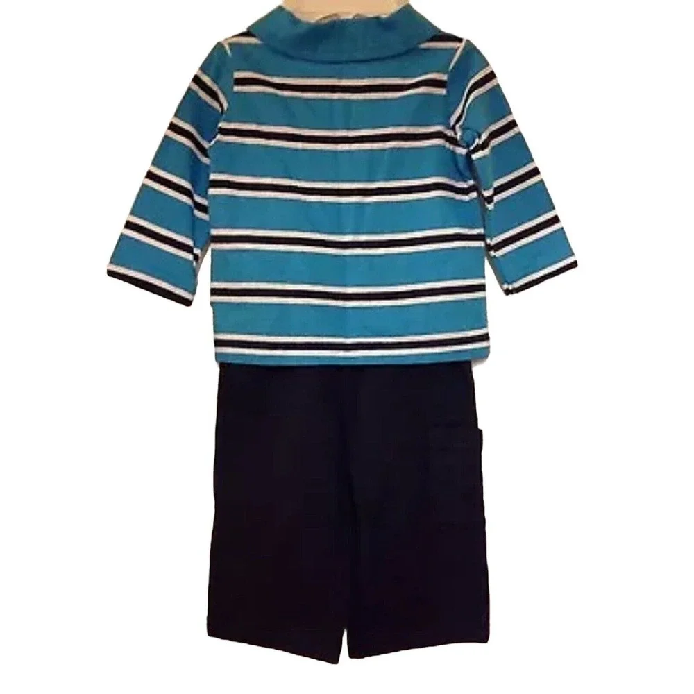 NEW Carters Blue Fireman Rescue Hero Long Sleeve Striped Shirt Pants Outfit 6M
